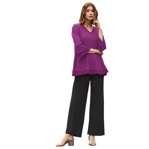 Jessica London Women's Plus Size Ruffle Layered Sleeve Top