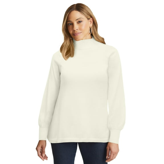 Jessica London Women's Plus Size Ruffle Neck Pullover
