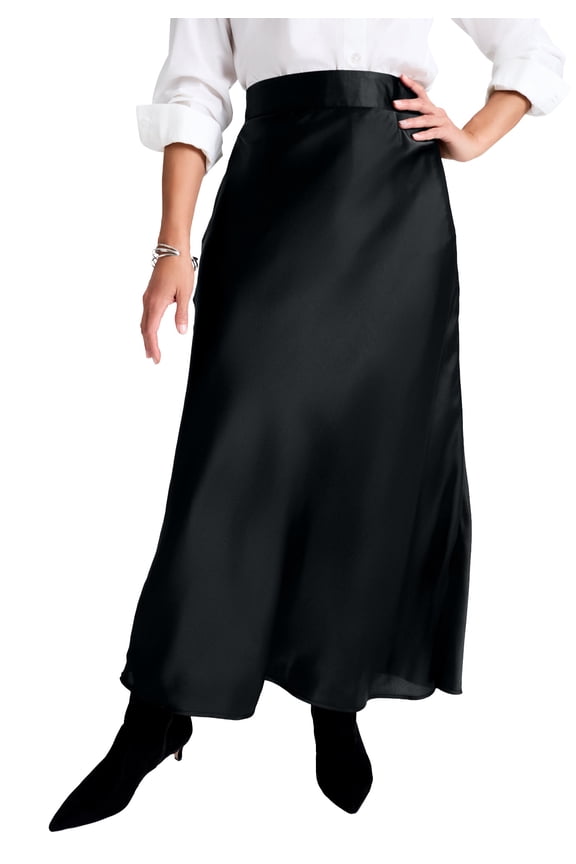 Women's Plus Size Satin Maxi Skirt