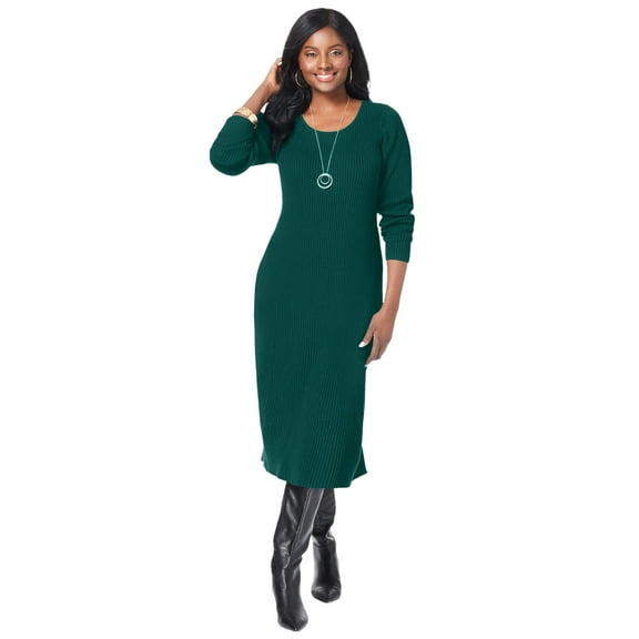 Jessica London Women's Plus Size Scoop-Neck Sweater Dress