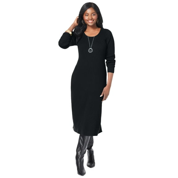 Jessica London Women's Plus Size Scoop-Neck Sweater Dress