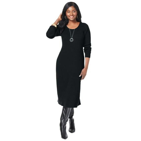 Jessica London Women's Plus Size Scoop-Neck Sweater Dress