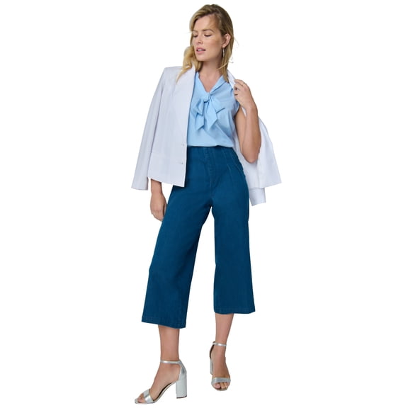 Jessica London Women's Plus Size Sculpt Fit Wide-Leg Crop Jeans