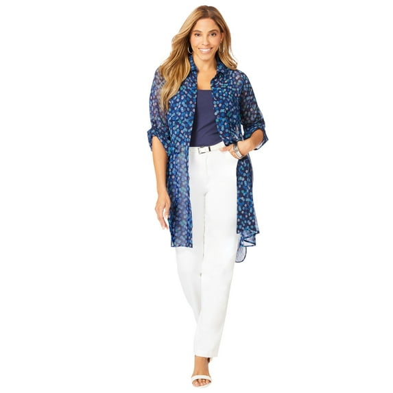 Jessica London Women's Plus Size Sheer Georgette Mega Tunic