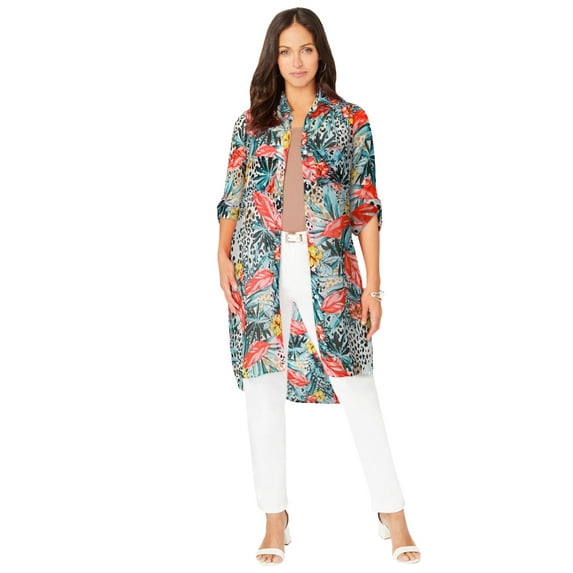 Jessica London Women's Plus Size Sheer Georgette Mega Tunic