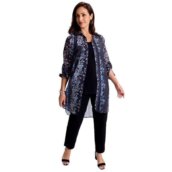 Jessica London Women's Plus Size Sheer Georgette Mega Tunic