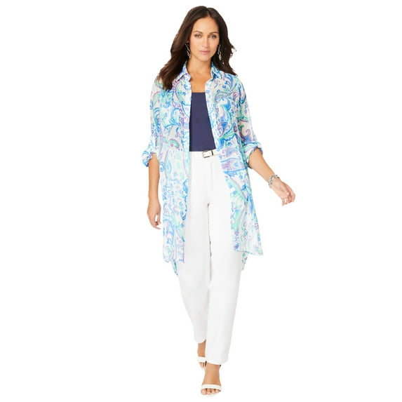 Jessica London Women's Plus Size Sheer Georgette Mega Tunic
