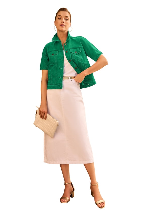 Women's Plus Size Short Sleeve Denim Jacket