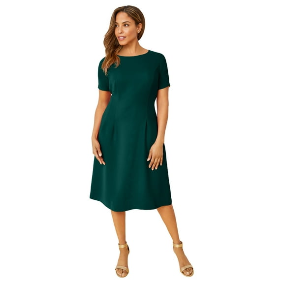 Jessica London Women's Plus Size Short Sleeve Fit and Flare Dress