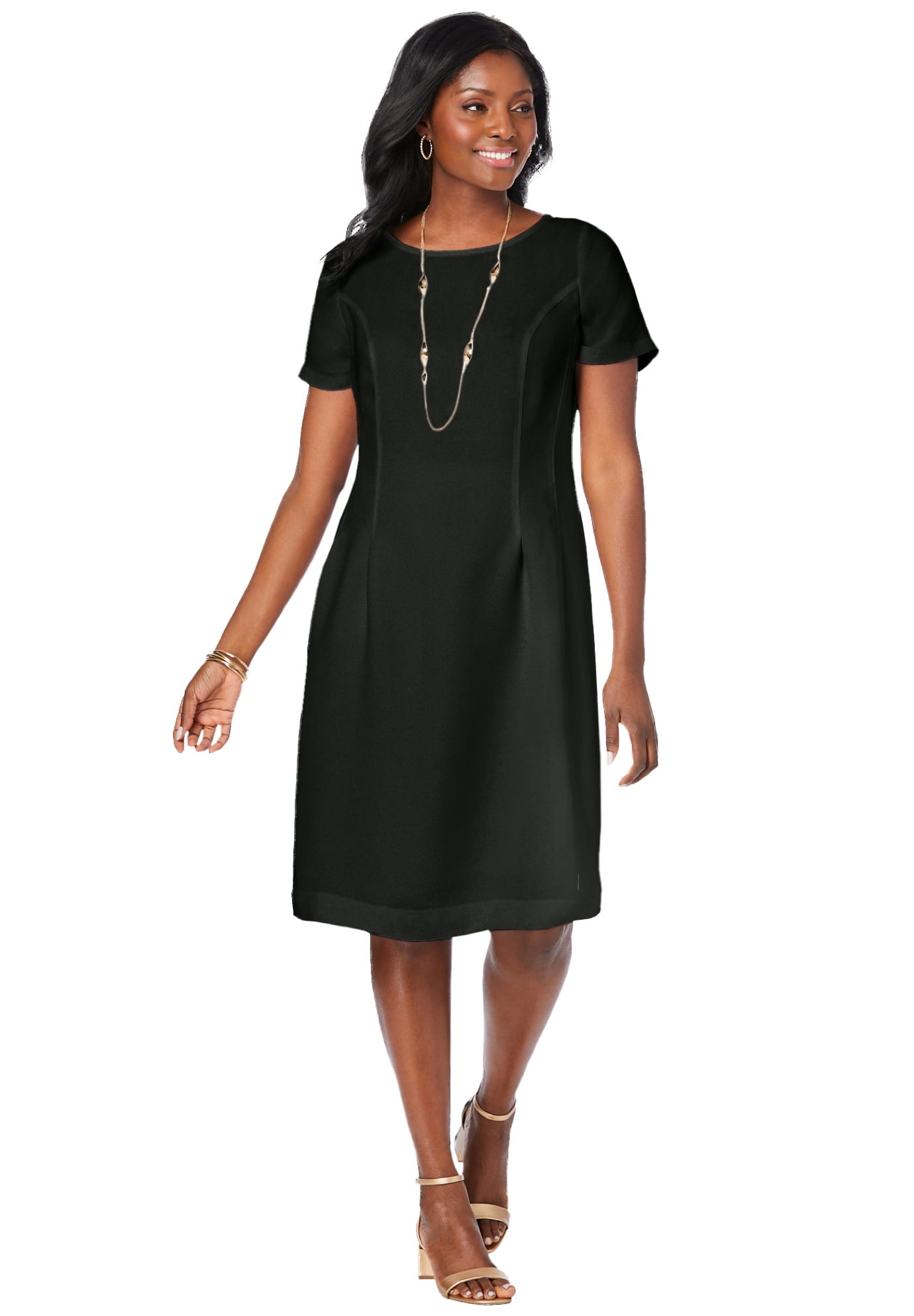 plus size short sleeve fit and flare dress Addition Elle Raglan Short-Sleeve Elastic Waist Fit & Flare Dress –  Penningtons main image 1