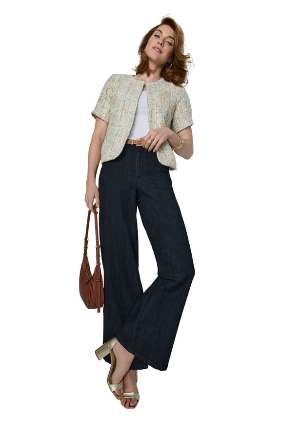 Women's Plus Size Short Sleeve Tweed Jacket