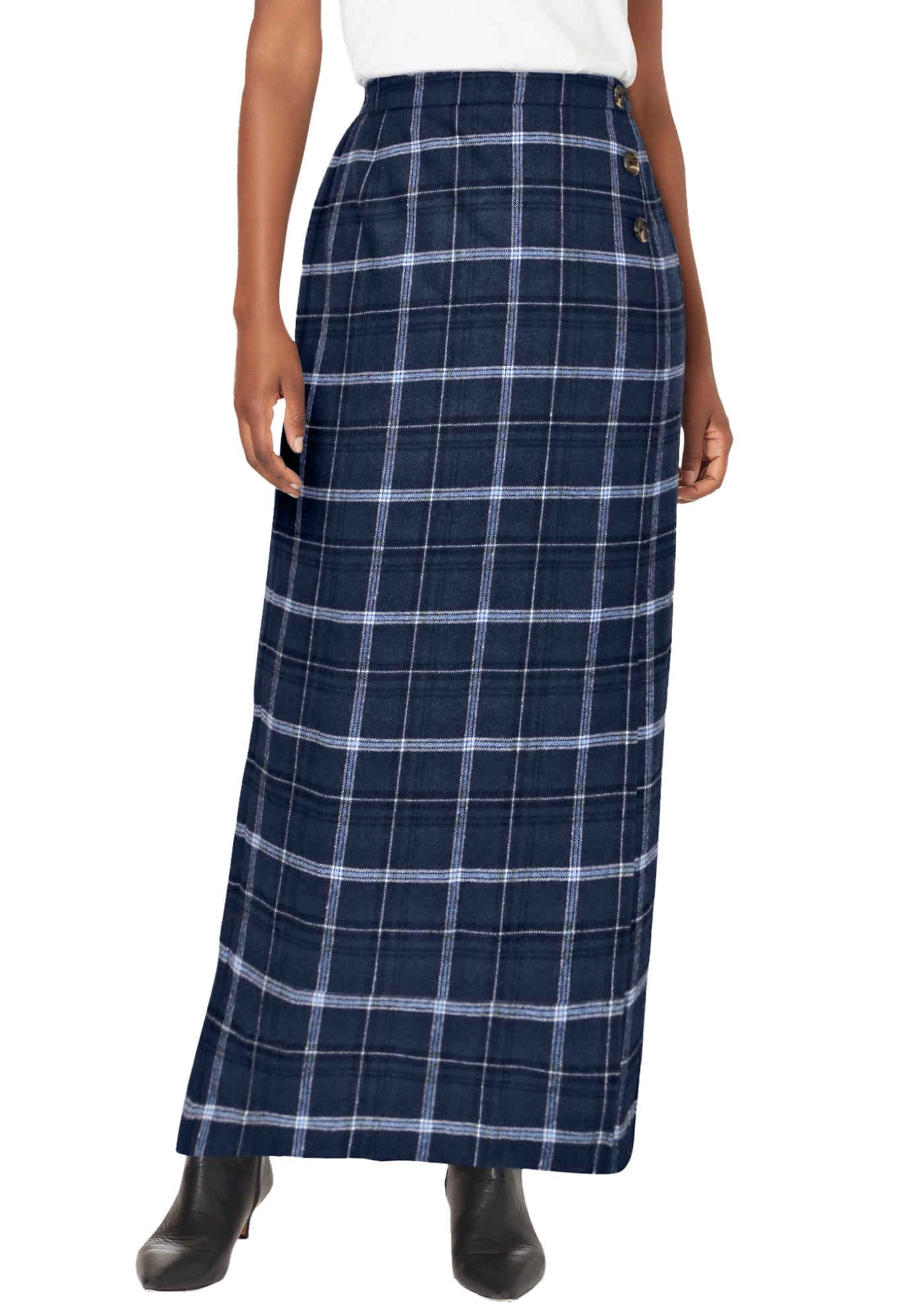 Jessica London Women's Plus Size Side-Button Wool Skirt - Walmart.com