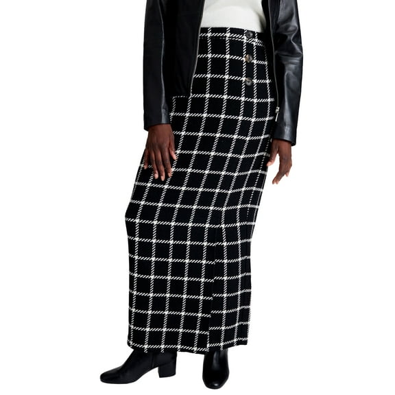 Jessica London Women's Plus Size Side-Button Wool Skirt