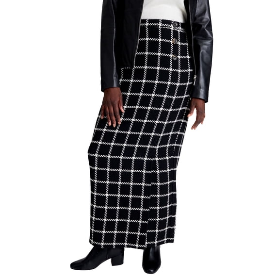 Jessica London Women's Plus Size Side-Button Wool Skirt