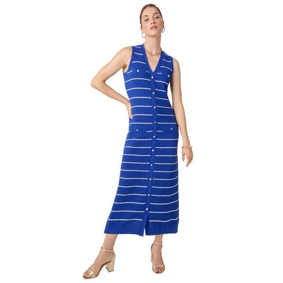 Jessica London Women's Plus Size Sleeveless Sweater Button Dress