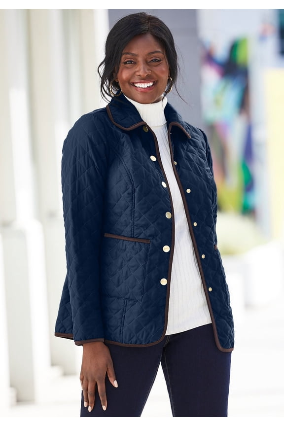 Women's Plus Size Snap-Front Quilted Coat