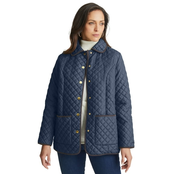 Jessica London Women's Plus Size Snap-Front Quilted Coat