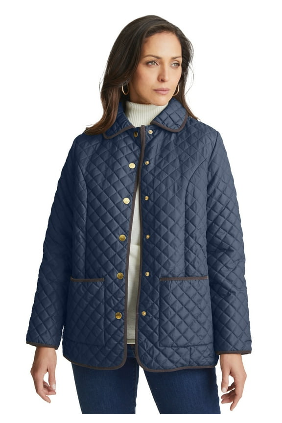 Women's Plus Size Snap-Front Quilted Coat