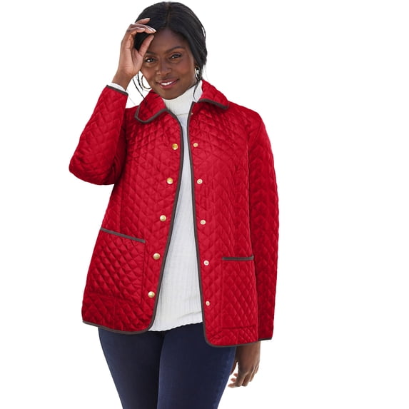 Jessica London Women's Plus Size Snap-Front Quilted Coat