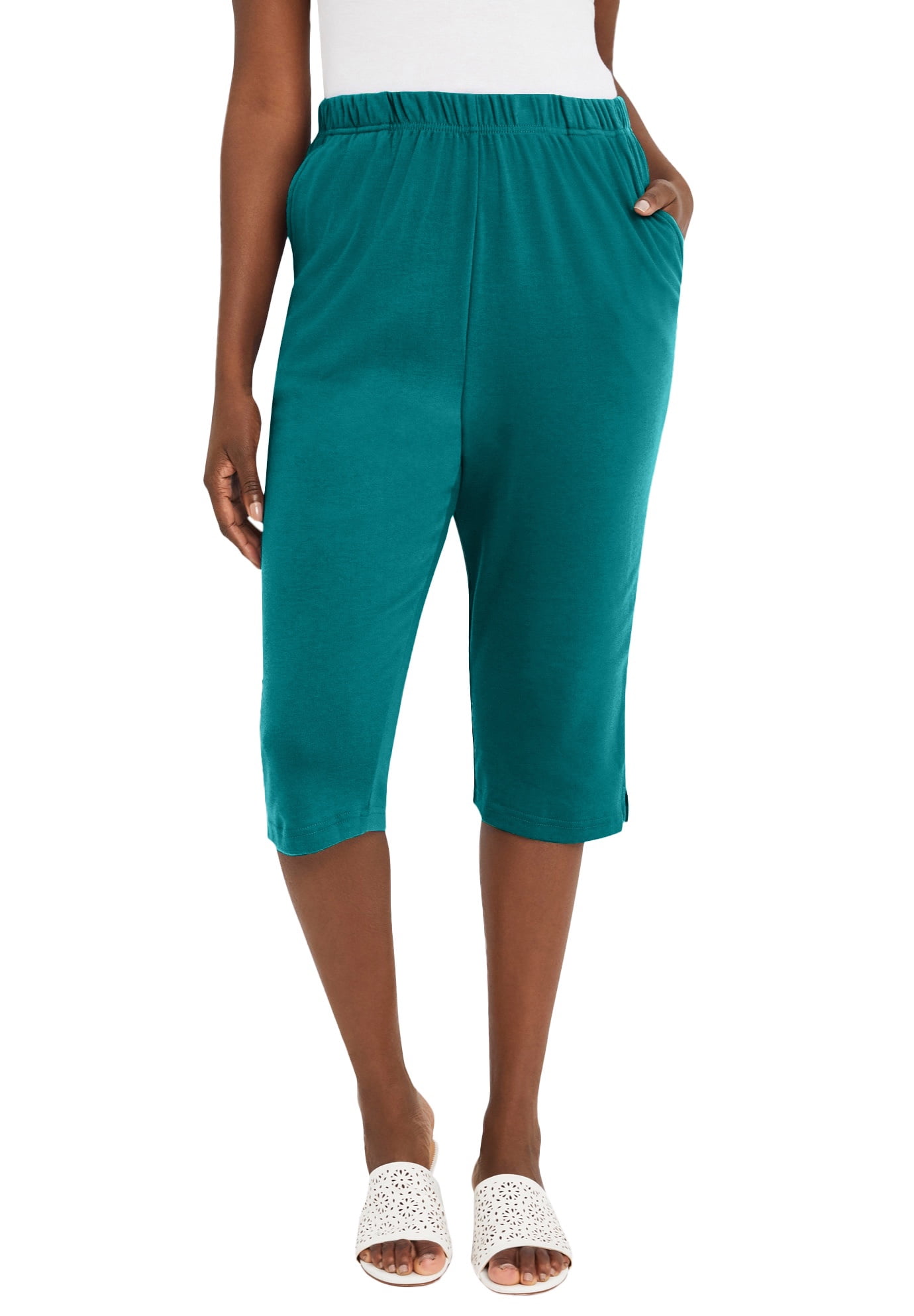 Jessica London Women s Plus Size Soft Ease Capri Walmart