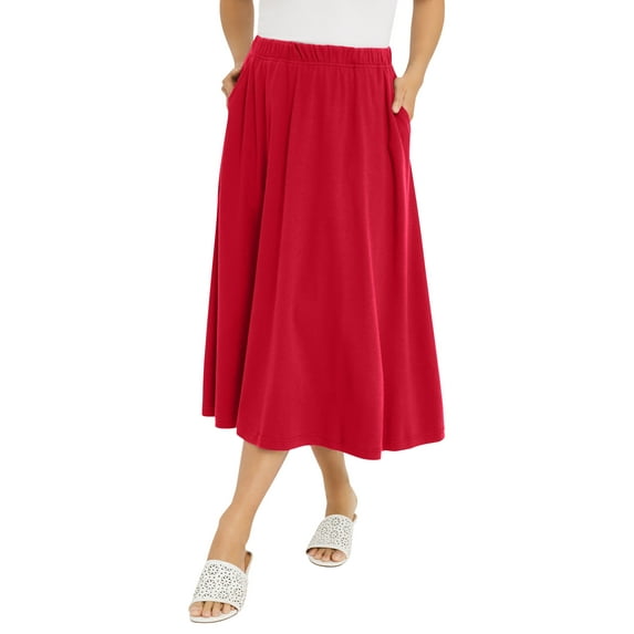 Jessica London Women's Plus Size Soft Ease Midi Skirt