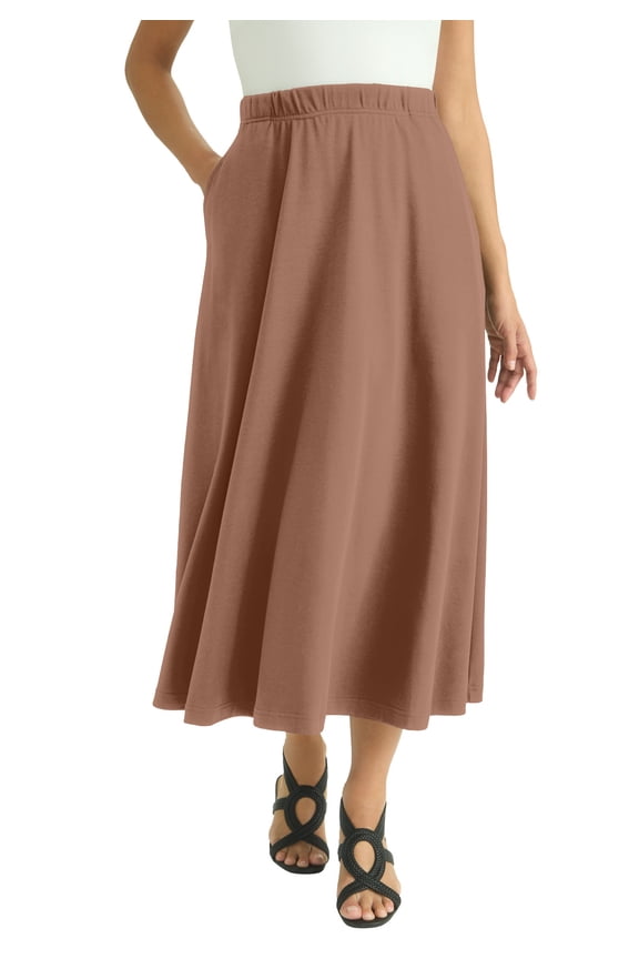 Women's Plus Size Soft Ease Midi Skirt