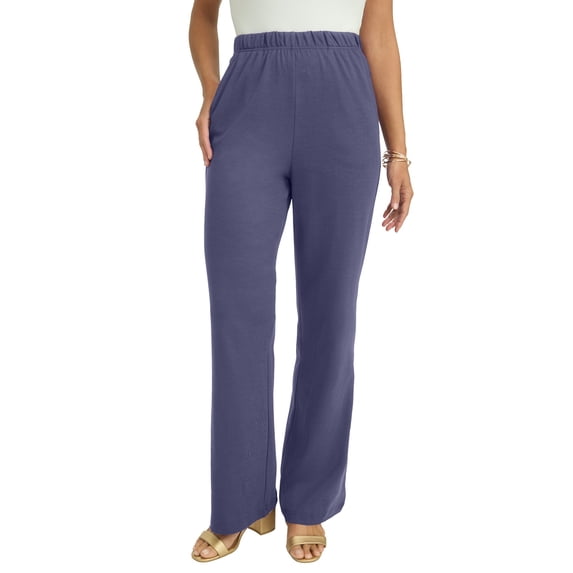 Jessica London Women's Plus Size Soft Ease Cotton Knit Wide Leg Pant