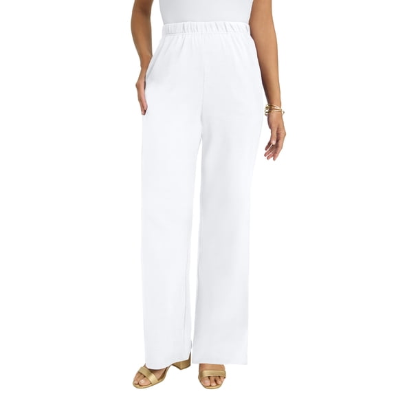 Jessica London Women's Plus Size Soft Ease Cotton Knit Wide Leg Pant