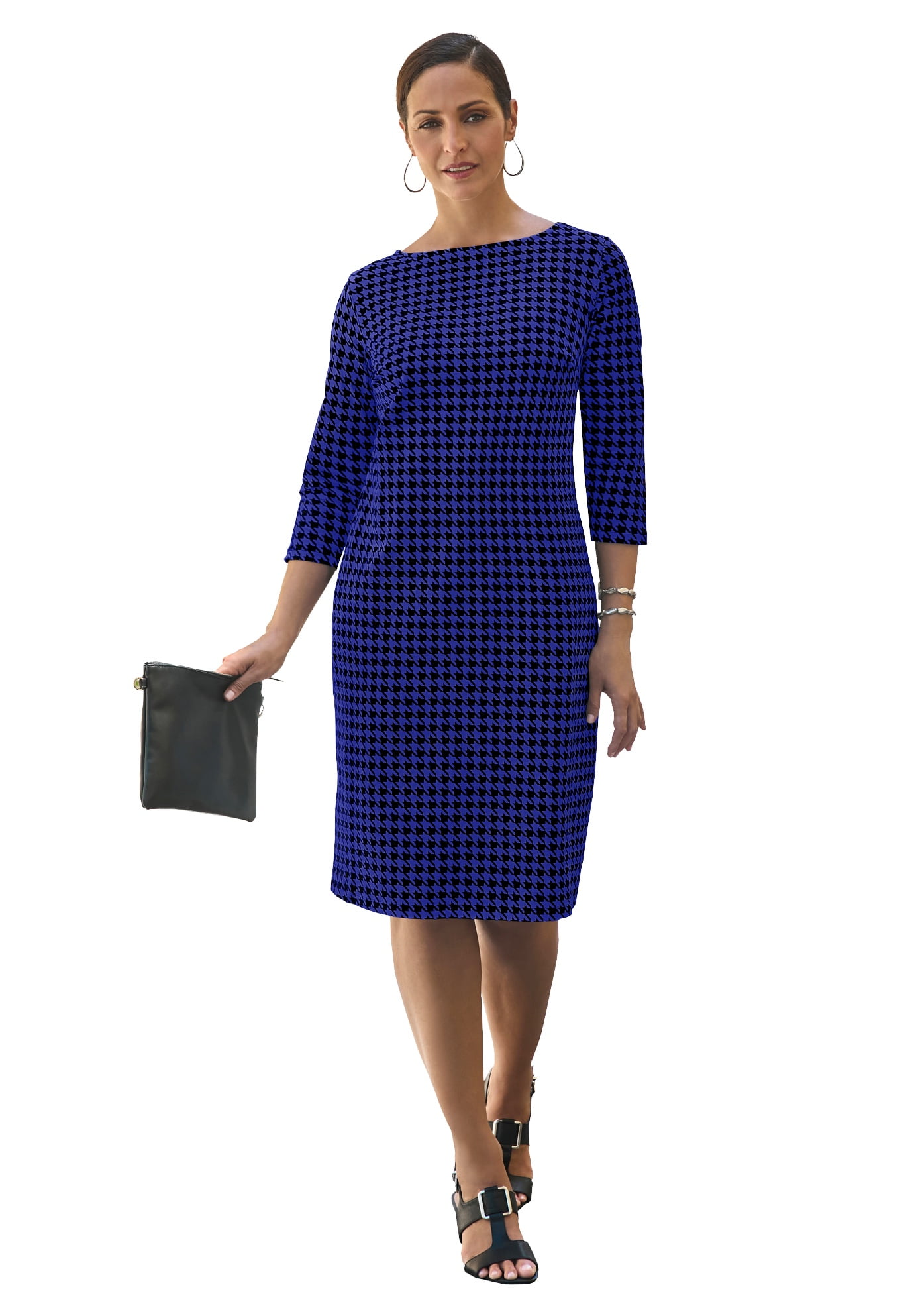 Boatneck Print Bodycon Shift Dress