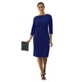 thumbnail image 1 of Jessica London Women's Plus Size Stretch Cotton Boatneck Shift Dress, 1 of 3