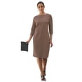 thumbnail image 1 of Jessica London Women's Plus Size Stretch Cotton Boatneck Shift Dress, 1 of 3