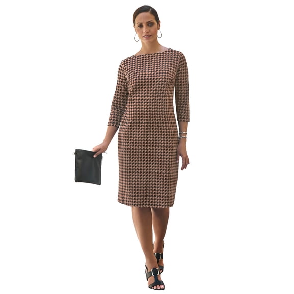 Jessica London Women's Plus Size Stretch Cotton Boatneck Shift Dress