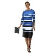 JESSICA LONDON Women's Plus Size Stretch Cotton Boatneck Shift Dress
