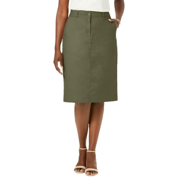 Jessica London Women's Plus Size Stretch Cotton Chino Skirt