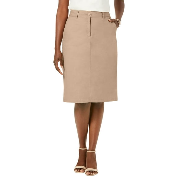 Jessica London Women's Plus Size Stretch Cotton Chino Skirt