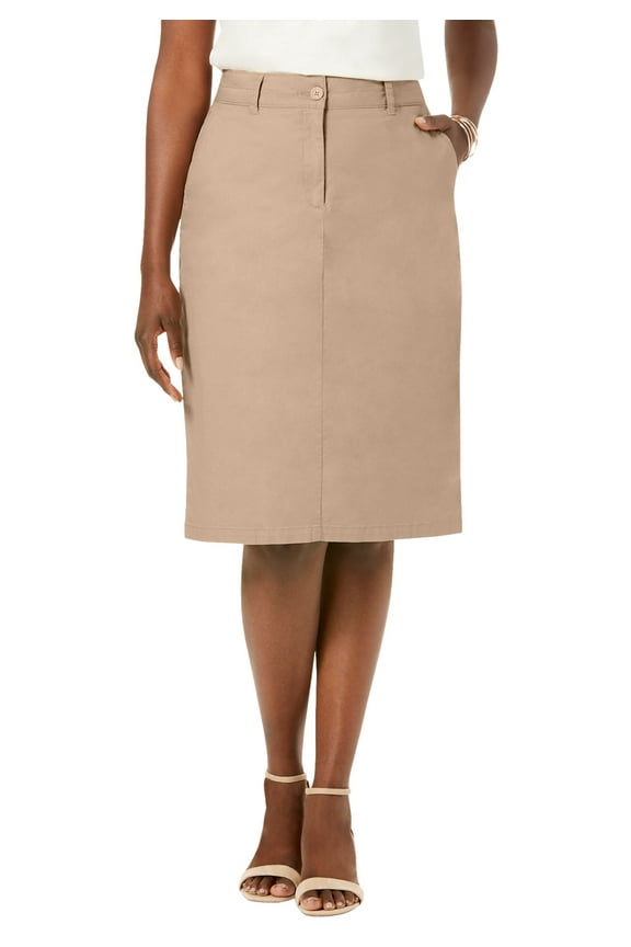 Women's Plus Size Stretch Cotton Chino Skirt