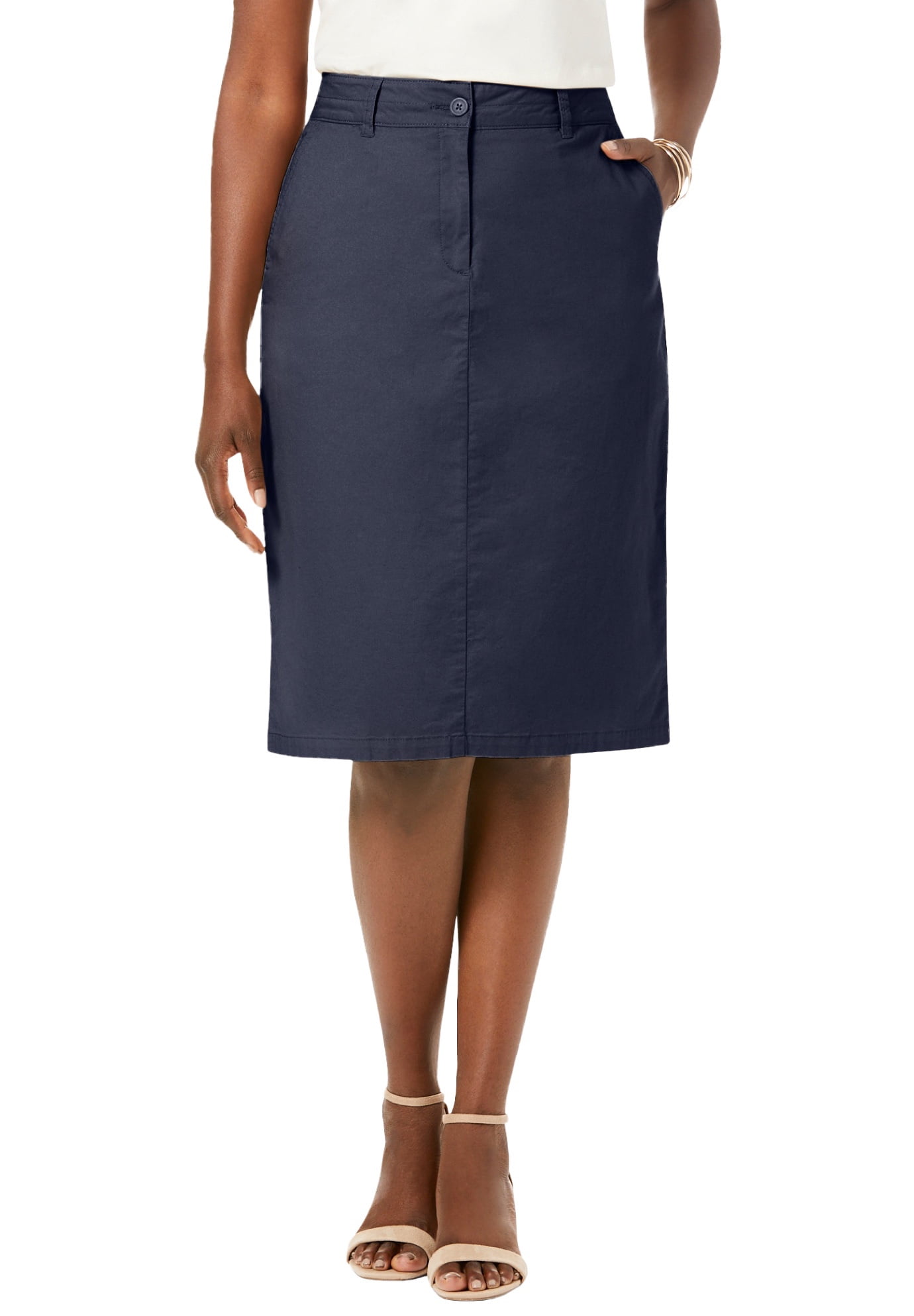 Jessica London Women's Plus Size Stretch Cotton Chino Skirt