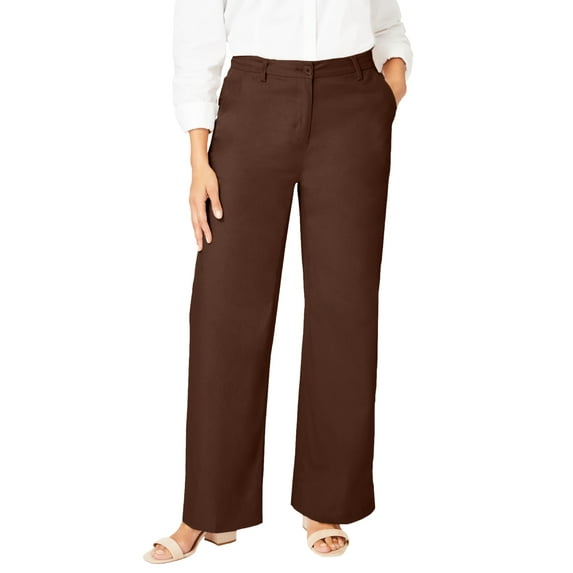 Jessica London Women's Plus Size Stretch Cotton Chino Wide-Leg Trouser