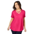 thumbnail image 1 of Jessica London Women's Plus Size Stretch Cotton Crisscross Strap Tee, 1 of 5