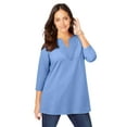 thumbnail image 1 of Jessica London Women's Plus Size Stretch Cotton Crochet Notch Neck Tunic, 1 of 1