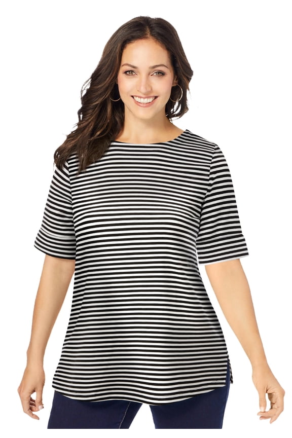 Women's Plus Size Stretch Cotton Cuff Tee