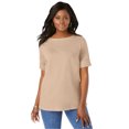 thumbnail image 1 of Jessica London Women's Plus Size Stretch Cotton Cuff Tee, 1 of 6