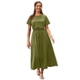 thumbnail image 1 of Jessica London Women's Plus Size Stretch Cotton Drawstring Maxi Dress, 1 of 1