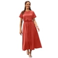 thumbnail image 1 of Jessica London Women's Plus Size Stretch Cotton Drawstring Maxi Dress, 1 of 1