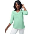 thumbnail image 1 of Jessica London Women's Plus Size Stretch Cotton Embroidered Tee, 1 of 4