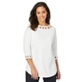 thumbnail image 1 of Jessica London Women's Plus Size Stretch Cotton Lattice Boatneck Tunic, 1 of 5