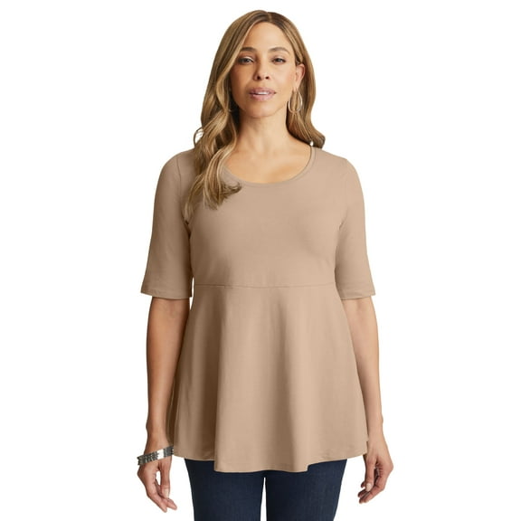Jessica London Women's Plus Size Stretch Cotton Peplum Tunic