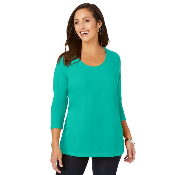 Jessica London Women's Plus Size Stretch Cotton Scoop Neck Tee