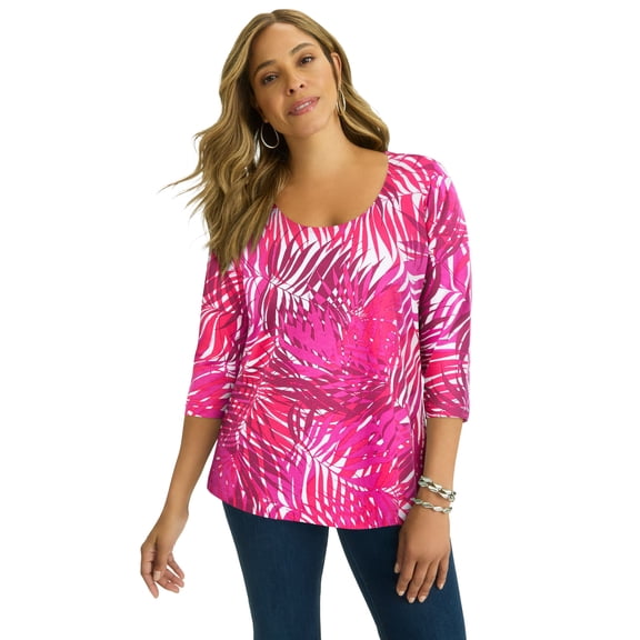 Jessica London Women's Plus Size Stretch Cotton Scoop Neck Tee