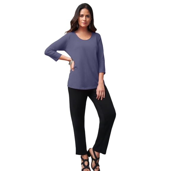 Jessica London Women's Plus Size Stretch Cotton Scoop Neck Tee